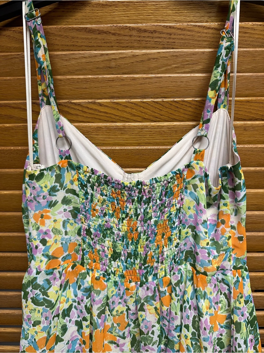 Astr Tiered Floral Maxi Dress in Orange, Purple & Green - Picture 4 of 6